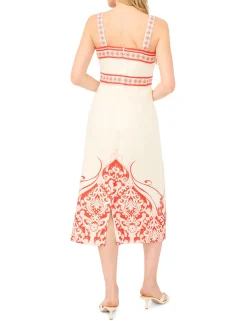 Printed Detail Strappy Linen Sundress