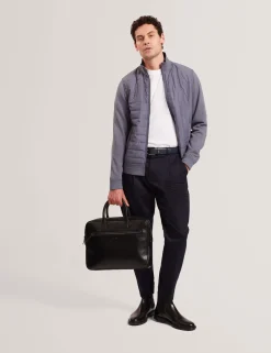 Quilted Front Zip-Through Knit Jacket