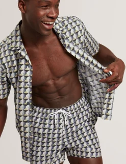 Retro Geo Drawstring Swim Shorts