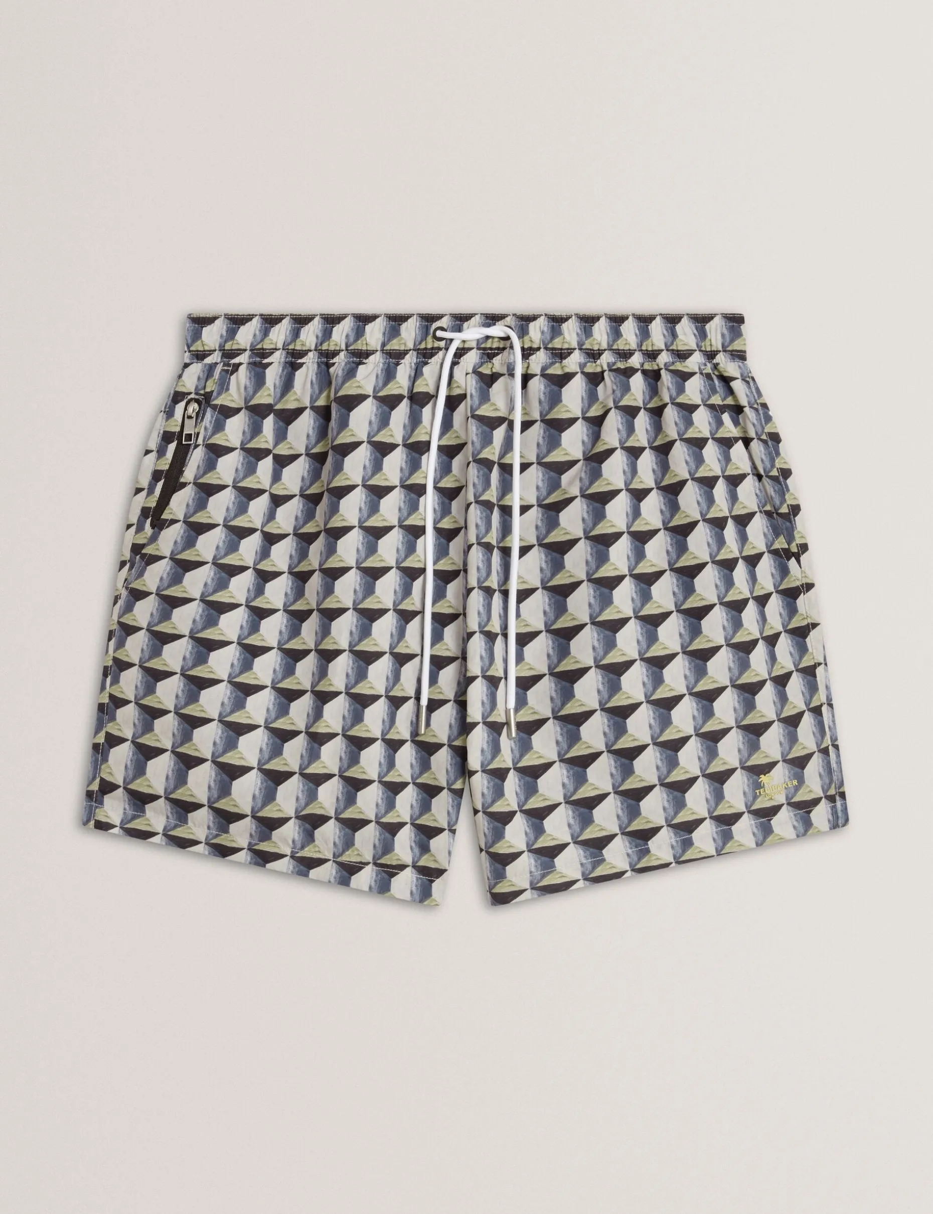 Retro Geo Drawstring Swim Shorts
