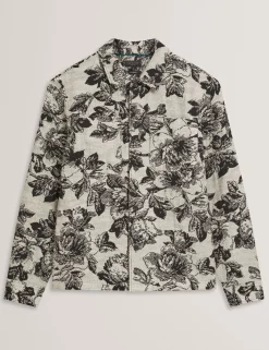 Shaded Floral Print Jacquard Overshirt