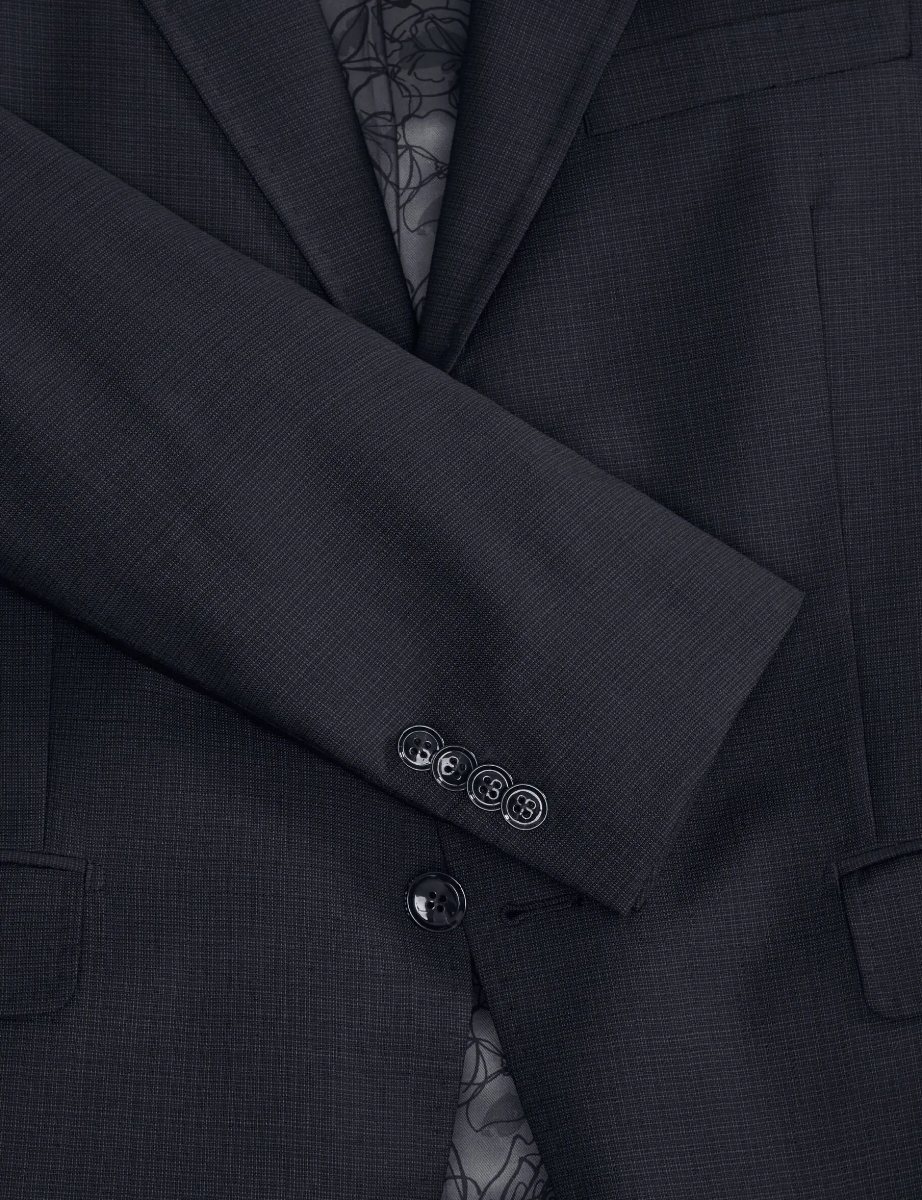 Single Breasted Two Button Notch Fully Fashioned Grid Suit Jacket