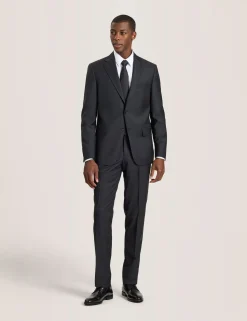 Single Breasted Two Button Notch Fully Fashioned Grid Suit Jacket
