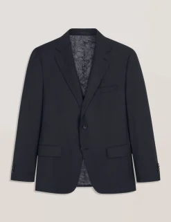 Single Breasted Two Button Notch Fully Fashioned Grid Suit Jacket