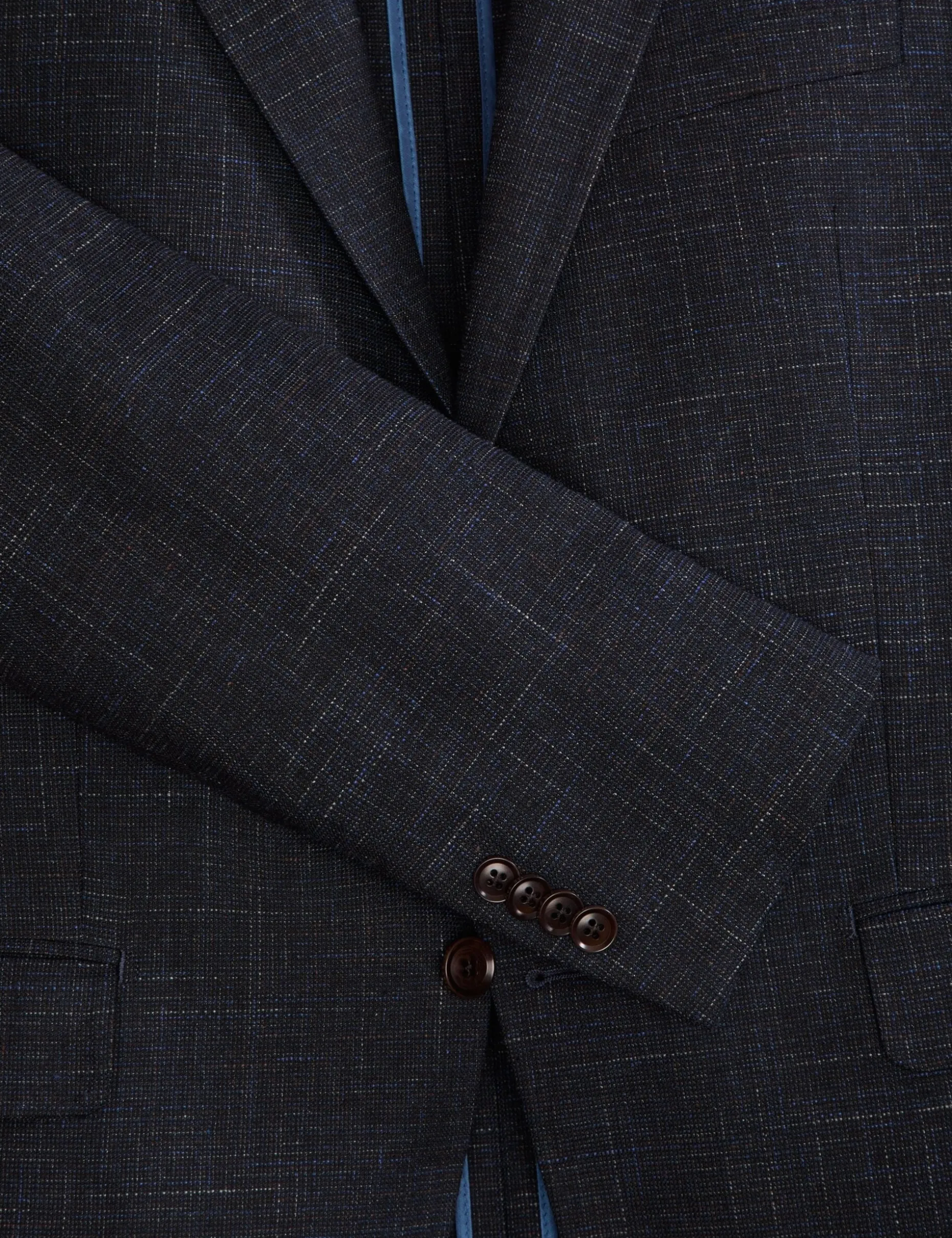 Single Breasted Two Button Notch Patch Pocket Weave Jacket