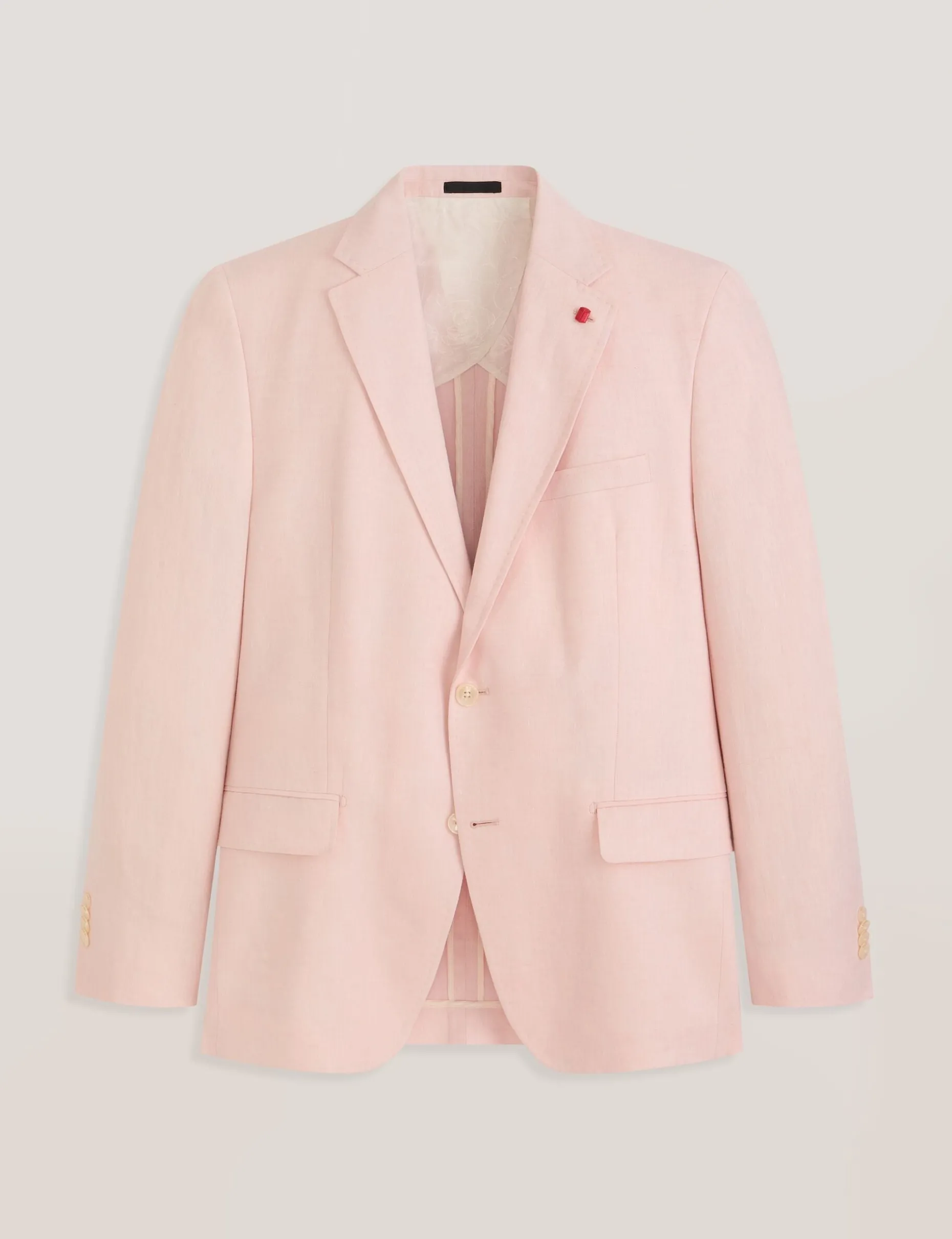 Single Breasted Two Button Notch Flat Front Linen Suit Jacket