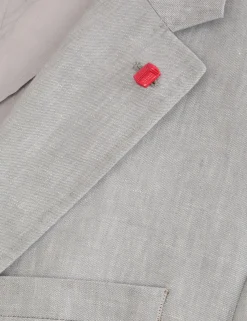 Single Breasted Two Button Notch Flat Front Linen Suit Jacket