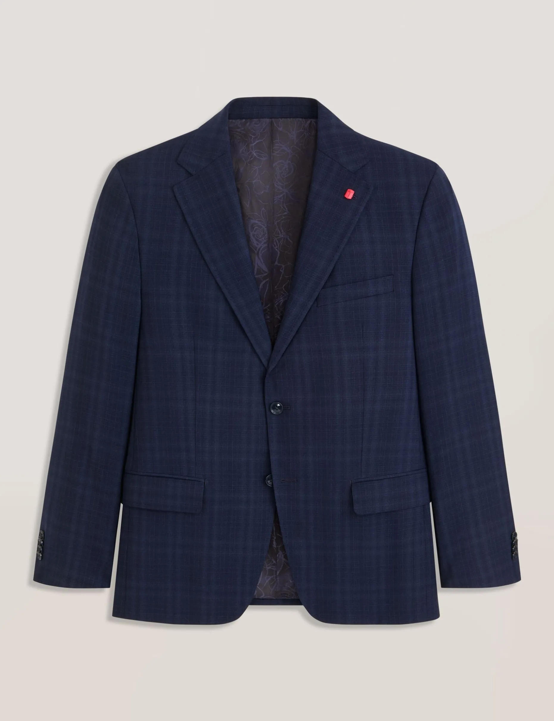 Single Breasted Two Button Notch Flat Front Plaid Jacket