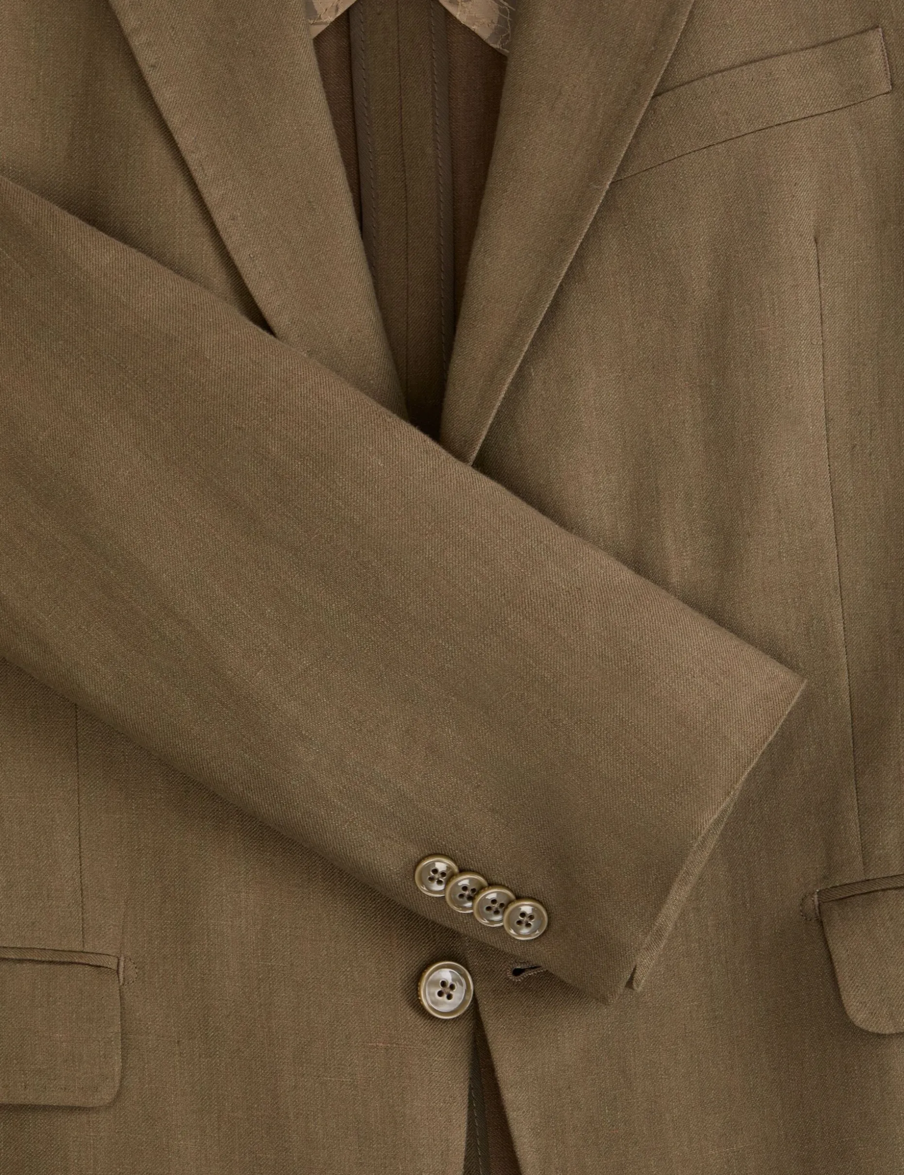 Single Breasted Two Button Notch Flat Front Linen Suit Jacket