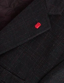 Single Breasted Two Button Notch Fully Fashioned Plaid Jacket