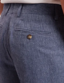 Slim Fit Linen Blend Tailored Shorts