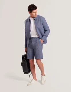 Slim Fit Linen Blend Tailored Shorts