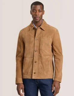 Suede 3-Pocket Button Front Jacket