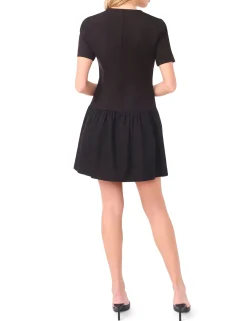 Tailored Drop Waist Buttoned Mini Dress