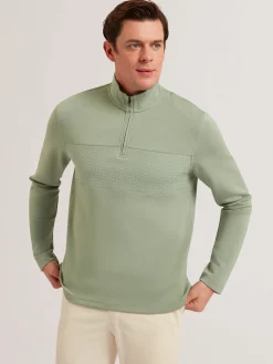 Textured Panel Half-Zip Modal Sweatshirt