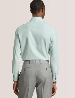 Textured Stretch Cotton Slim Fit Shirt