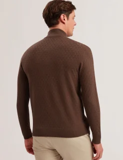 T Knit Half Zip Funnel Neck Jumper