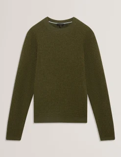 Waffle Knit Crew Neck Jumper