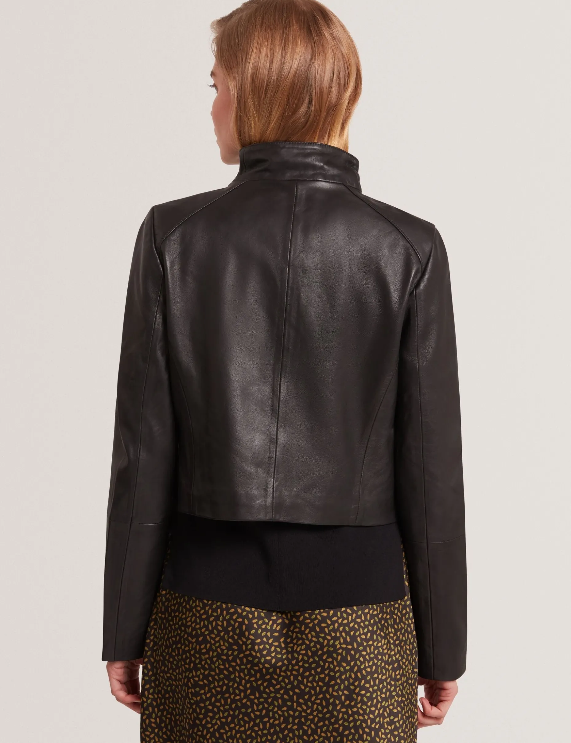 Wrap Front Cropped Leather Jacket